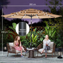 Outsunny 2.8 m Garden Parasol Umbrella with Light, Patio Umbrella, Khaki