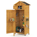 Wood Garden Storage Shed Outdoor Storage Cabinet With Lockable Barn Door-Yellow