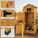 Wood Garden Storage Shed Outdoor Storage Cabinet With Lockable Barn Door-Yellow