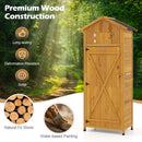 Wood Garden Storage Shed Outdoor Storage Cabinet With Lockable Barn Door-Yellow