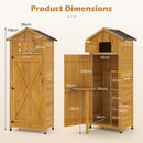 Wood Garden Storage Shed Outdoor Storage Cabinet With Lockable Barn Door-Yellow