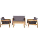 4-Piece Patio Acacia Wood Furniture Set with Removable Cushions-Grey
