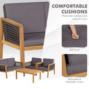 4-Piece Patio Acacia Wood Furniture Set with Removable Cushions-Grey