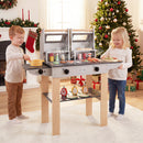Wooden Kids Barbecue Grill Playset with Abundant Grilling Tools for 3+