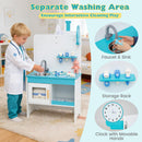 Wooden Toy Medical Center Playset with Faucet and ECG Monitor for Aged 3-6-Blue