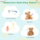 Wooden Toy Medical Center Playset with Faucet and ECG Monitor for Aged 3-6-Blue