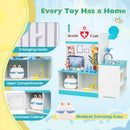 Wooden Toy Medical Center Playset with Faucet and ECG Monitor for Aged 3-6-Blue