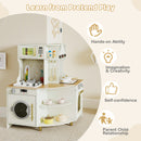 Wooden Corner Kitchen Playset with Working Faucet and Realist Sounds-Beige
