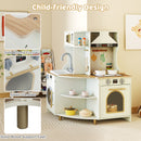 Wooden Corner Kitchen Playset with Working Faucet and Realist Sounds-Beige