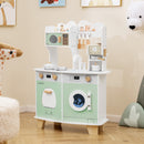 Wooden Kids Kitchen Playset With Coffee Maker For 3+ Years Old-Green