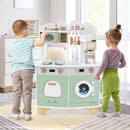 Wooden Kids Kitchen Playset With Coffee Maker For 3+ Years Old-Green