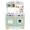 Wooden Kids Kitchen Playset With Coffee Maker For 3+ Years Old-Green