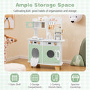 Wooden Kids Kitchen Playset With Coffee Maker For 3+ Years Old-Green