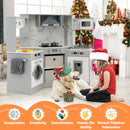 Wooden Kids Play Kitchen Corner with Lights and Water Circulation System-Grey