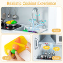 Wooden Kitchen Toy Set with 16 Pieces Accessories and Real Sounds-White