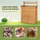 Wooden Storage Cabinet with Galvanized Metal Countertop-Natural