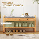 HOMCOM Shoe Bench with 2 Drawers Cushioned Seat 105 cm
