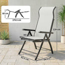 Outsunny Folding Reclining Garden Chairs Set Of 2 With Footrest, Light Grey