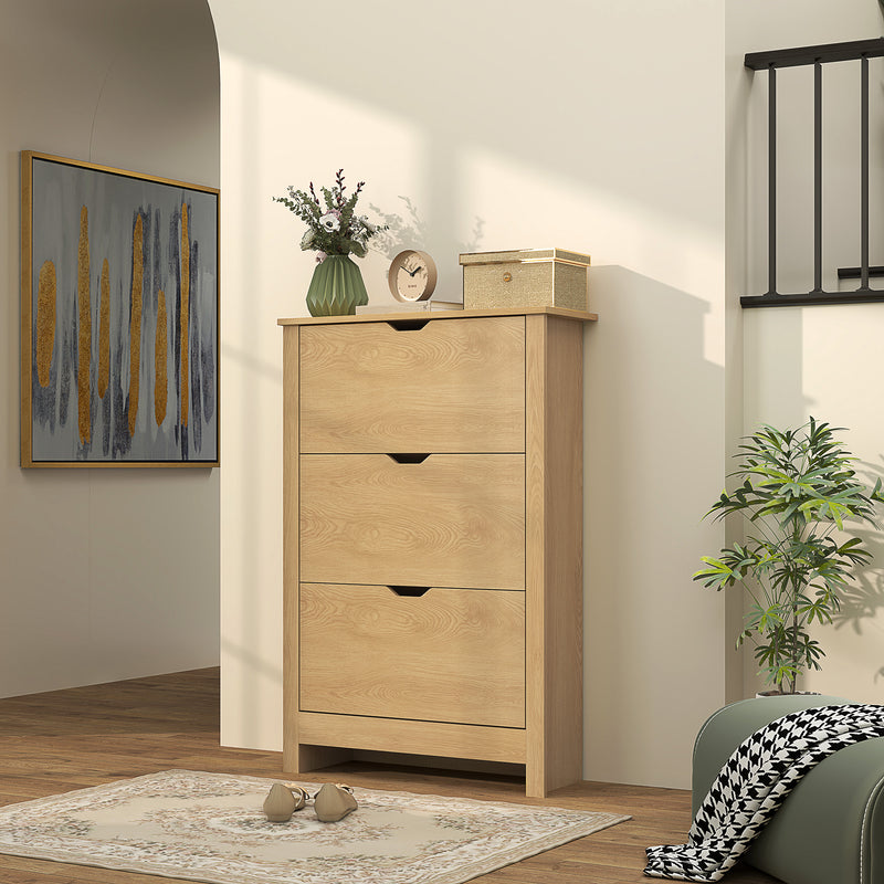 HOMCOM 18-Shoe Storage Cabinet 6 Shelves 3 Drawers Tabletop