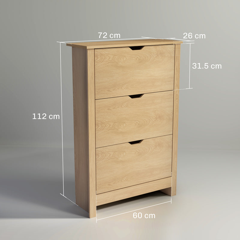 HOMCOM 18-Shoe Storage Cabinet 6 Shelves 3 Drawers Tabletop