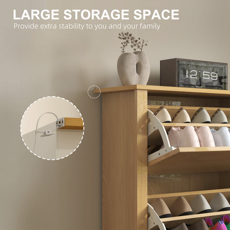HOMCOM 18-Shoe Storage Cabinet 6 Shelves 3 Drawers Tabletop