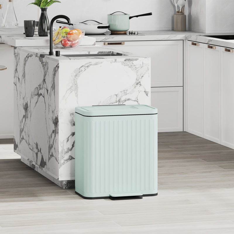 HOMCOM 2 X 20L Double Rubbish Bin, Pedal Bin With Soft-Close Lid