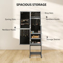 HOMCOM Freestanding LED Mirrored Jewelry Cabinet