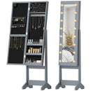 HOMCOM Freestanding LED Mirrored Jewelry Cabinet