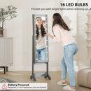 HOMCOM Freestanding LED Mirrored Jewelry Cabinet