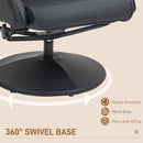 HOMCOM Swivel Armchair With Footstool And Adjustable Backrest Black