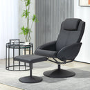 HOMCOM Swivel Armchair With Footstool And Adjustable Backrest Black