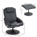 HOMCOM Swivel Armchair With Footstool And Adjustable Backrest Black