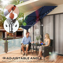 Outsunny 2.6 m Half Parasol with Solar Lights, UPF50+ Semi Round Umbrella