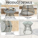 Outsunny Rattan End Table, Round Hollow Drum Design Side Table, Light Grey
