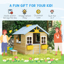 Outsunny Wooden Kids Playhouse W/ Door, Windows, Bench, For 3-7 Years Blue