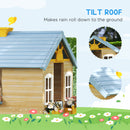 Outsunny Wooden Kids Playhouse W/ Door, Windows, Bench, For 3-7 Years Blue