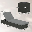 Outsunny Rattan Sun Loungers Set of 2 with Side Table, Dark Grey