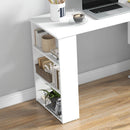 HOMCOM Corner Computer Desk With 360° Rotating Design And Bookshelf, White