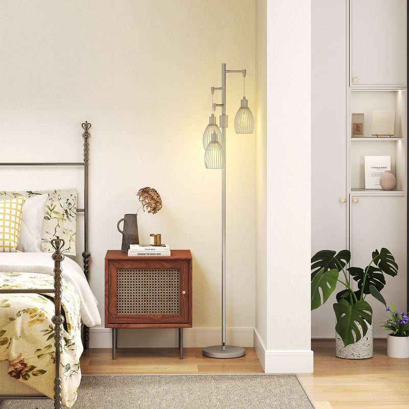HOMCOM Industrial 3-Light Floor Lamp Dimmable Standing Lamp
