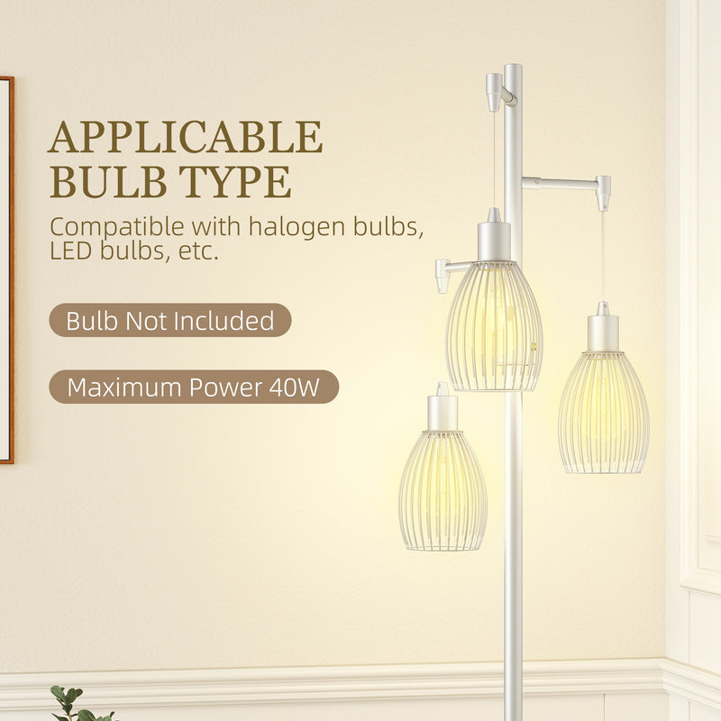 HOMCOM Industrial 3-Light Floor Lamp Dimmable Standing Lamp