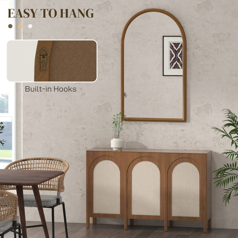 HOMCOM Wall Mirror, Arch Mirror for Wall Mounted, Home Decor, Brown