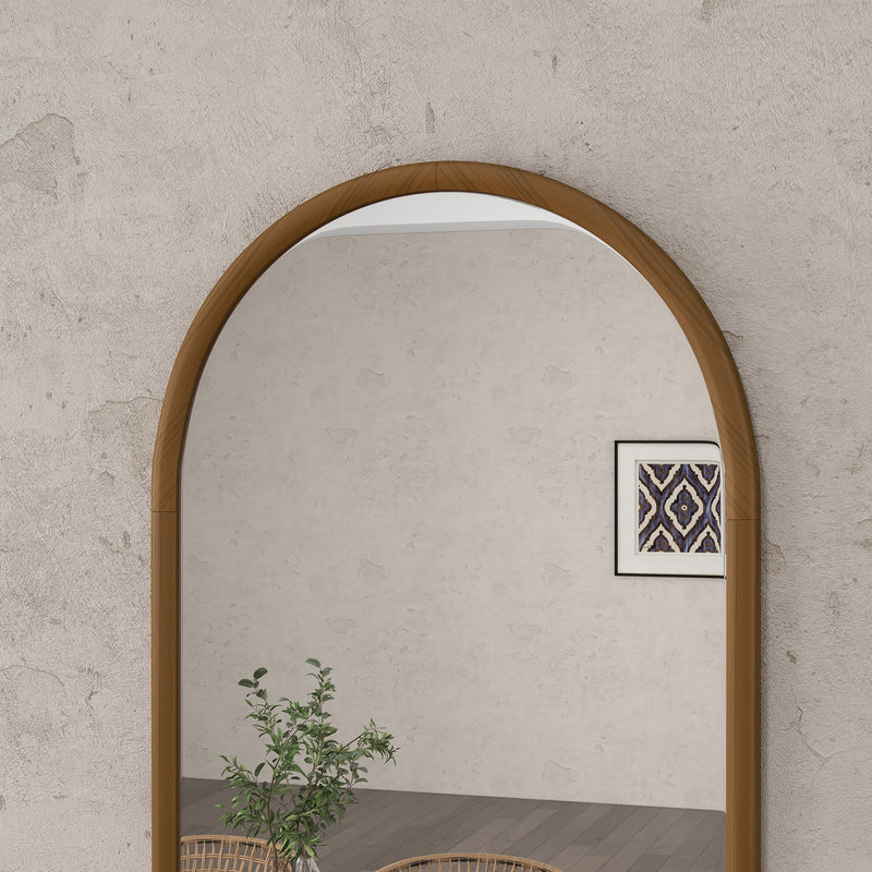 HOMCOM Wall Mirror, Arch Mirror for Wall Mounted, Home Decor, Brown