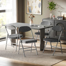 HOMCOM Folding Chairs Set of 4 with Cushioned Seat, Steel Frame, Dark Grey
