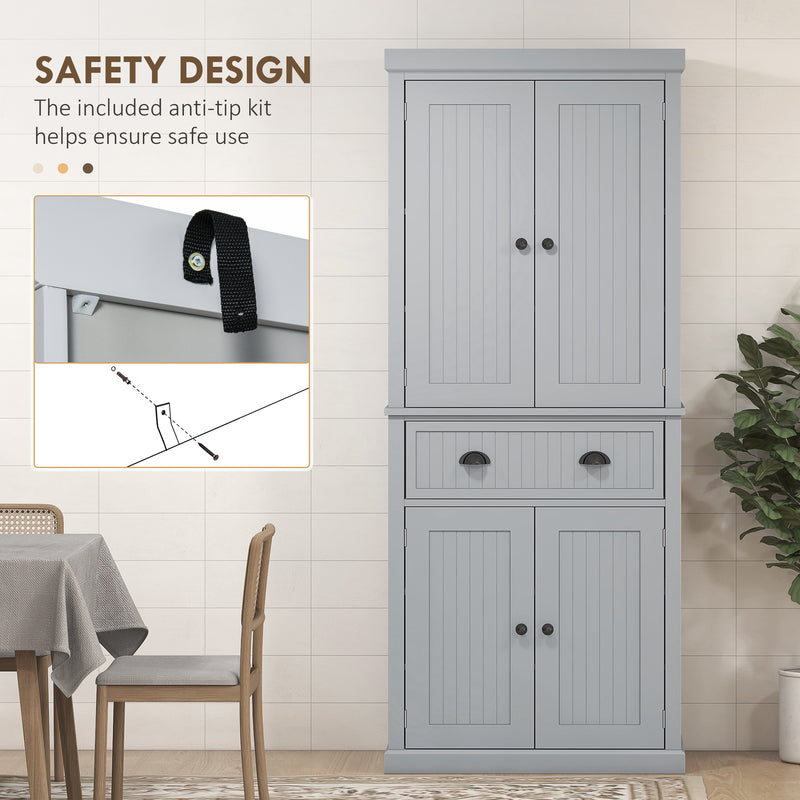 HOMCOM Freestanding Kitchen Storage Cabinet Drawers Cupboards Shelves Grey