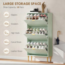 HOMCOM Slim Shoe Storage Cabinet with 3 Flip Drawers for Hallway, Light Green