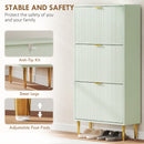 HOMCOM Slim Shoe Storage Cabinet with 3 Flip Drawers for Hallway, Light Green