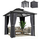 Outsunny 2.5x2.5 m Hardtop Gazebo Canopy w/ Drainage Gutters, Garden Gazebo