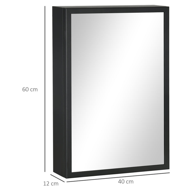 kleankin Wall Mounted Bathroom Cabinet with Mirror and Storage Shelves