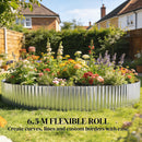 Outsunny Metal Lawn Edging Border, 8 in x 21.3 ft Garden Edging, Silver Tone