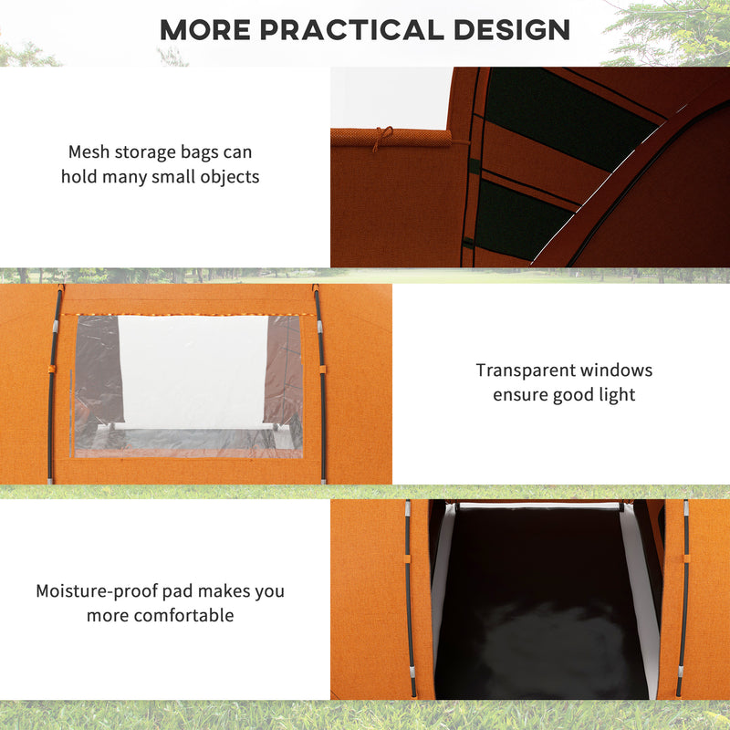 Outsunny 4-6 Persons Camping Tent Dome Family Travel Group Hiking Room Fishing